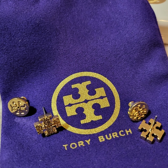 Tory Burch Crystal Logo Stud Earrings Brand New with Dust bag - Picture 3 of 8